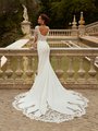 ValStefani BLANCA Open Illusion Back Chantilly Lace over Net with Divina Crepe Skirt and Cutout Lace Train ValStefani BLANCA Open Illusion Back Chantilly Lace over Net with Divina Crepe Skirt and Cutout Lace Train