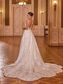Val Stefani Bridal D8277 Sultry Deep Illusion Lace V-Back With Straps Wedding Dress With Scalloped Glitter Floral Lace Train Val Stefani Bridal D8277 Sultry Deep Illusion Lace V-Back With Straps Wedding Dress With Scalloped Glitter Floral Lace Train