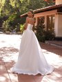 Open back satin twill bodice with detachable organza A-line sweep train overskirt Style DUNN Open back satin twill bodice with detachable organza A-line sweep train overskirt Style DUNN