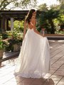 Style OAKLEY Illusion keyhole back with lace trims and guipure lace A-line with sweep train wedding gown Style OAKLEY Illusion keyhole back with lace trims and guipure lace A-line with sweep train wedding gown
