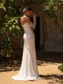 Wide V-Back Crepe Back Satin Mermaid with Buttons Along Zipper Style AGDAL Wide V-Back Crepe Back Satin Mermaid with Buttons Along Zipper Style AGDAL
