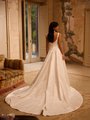 Pearls trimmed deep scoop back jacquard satin full A-line with pearl buttons to end of chapel train ValStefani AURA Pearls trimmed deep scoop back jacquard satin full A-line with pearl buttons to end of chapel train ValStefani AURA