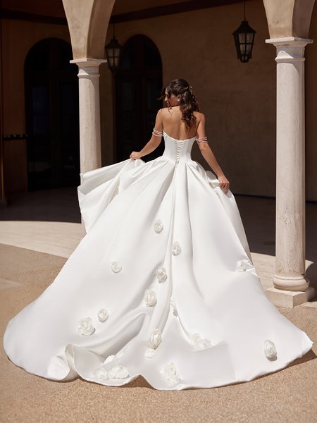 ValStefani AQUAMARINE Open Back with Half Lace-Up Satin Ball Gown with Chapel Train ValStefani AQUAMARINE Open Back with Half Lace-Up Satin Ball Gown with Chapel Train