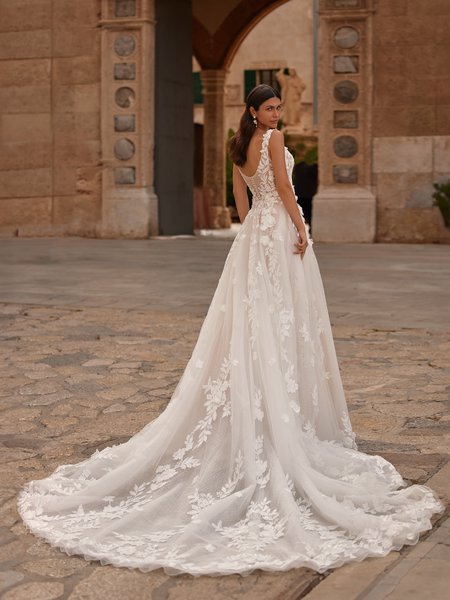 Long illusion lace train wedding dress with low illusion scoop back and lace straps Long illusion lace train wedding dress with low illusion scoop back and lace straps