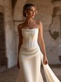 Style AGDAL Strapless Scoop Neck and Basque Waist Crepe Mermaid with Side Train Wedding Dress Style AGDAL Strapless Scoop Neck and Basque Waist Crepe Mermaid with Side Train Wedding Dress