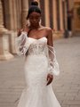 Style GLORIA Beaded Trim Strapless Sweetheart Figure-Hugging Mermaid with Off-Shoulder Long Bishop Sleeves Style GLORIA Beaded Trim Strapless Sweetheart Figure-Hugging Mermaid with Off-Shoulder Long Bishop Sleeves