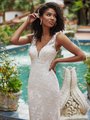Simply Val Stefani S2193 V-Neck With Illusion Inset Bridal Gown With Illusion Straps And Embroidered Botanical Lace Appliques Simply Val Stefani S2193 V-Neck With Illusion Inset Bridal Gown With Illusion Straps And Embroidered Botanical Lace Appliques