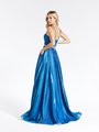 Val Stefani 3906RG floor length formal A-line gown with open back and horsehair trim hem Val Stefani 3906RG floor length formal A-line gown with open back and horsehair trim hem