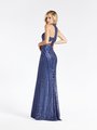 Val Stefani 3923RY sexy racerback floor length sheath formal gown in glitter print tulle with cutouts at back Val Stefani 3923RY sexy racerback floor length sheath formal gown in glitter print tulle with cutouts at back