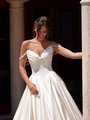 ValStefani AQUAMARINE Twisted Pleat Deep Sweetheart Front Bodice and Pearl Beaded Swag Sleeves Satin Ball Gown ValStefani AQUAMARINE Twisted Pleat Deep Sweetheart Front Bodice and Pearl Beaded Swag Sleeves Satin Ball Gown