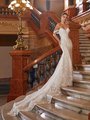 Val Stefani Bridal D8272 Sparkly Beaded Floral Sweetheart Mermaid Bridal Gown With Relaxed Floral Lace Swag Sleeves