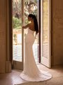 Style HERA Stretch satin open half lace-up back and beaded lace fabric mermaid gown with sweep train Style HERA Stretch satin open half lace-up back and beaded lace fabric mermaid gown with sweep train